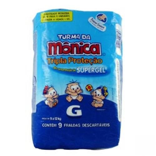 Fralda Turma da Mônica Tripla Prot G c/9
